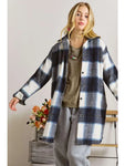 Plaid Flannel Shirt Jacket with Side Pockets